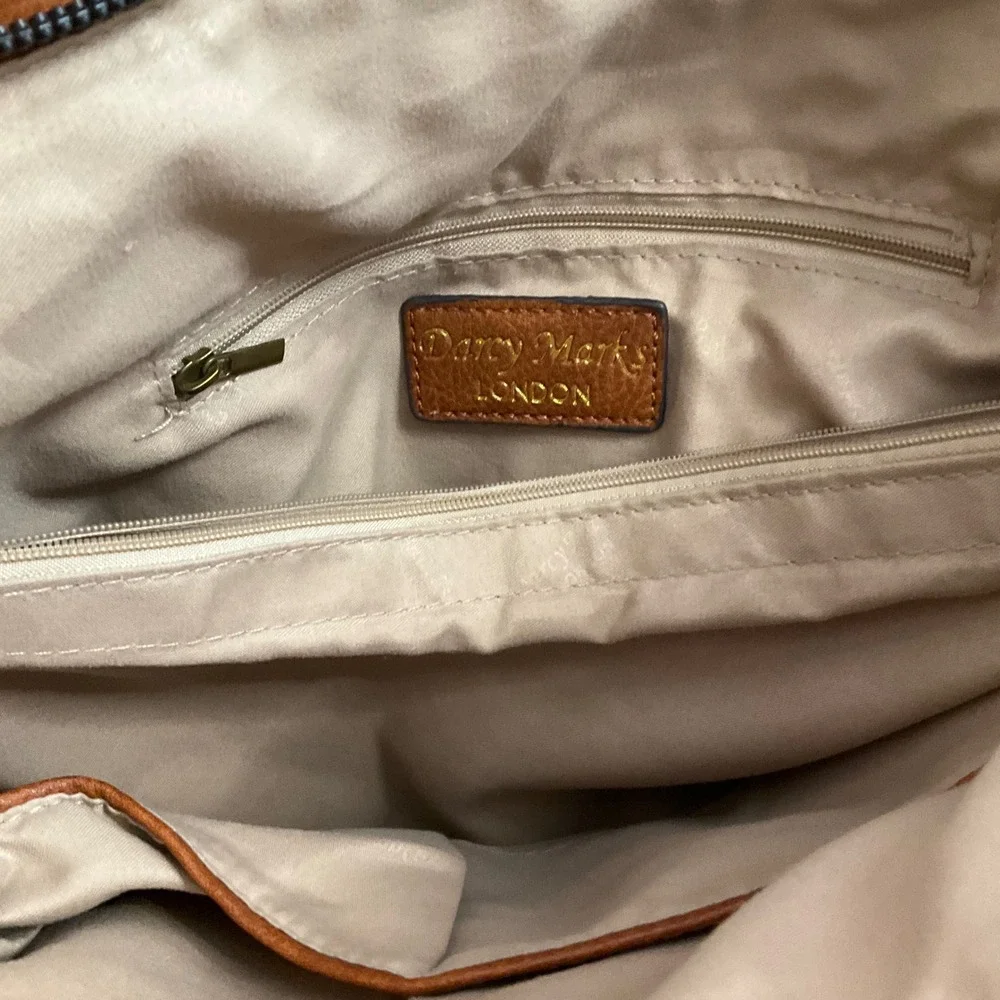 Darcy Marks London Hobo Bag Tan Faux Leather Woven Pocket Shoulder Bag‎
